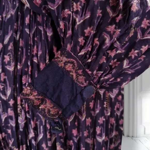 Vintage 70s Phool Indian Cotton Gauze Block Print Peasant Dress Size 4 Boho - Picture 13 of 16